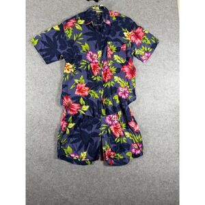 Solutions Original Shorts‎ Set Womens M Blue Floral Vintage YC35-0335 Excellent